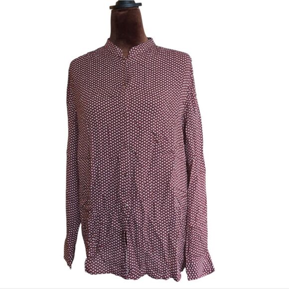 Massimo Dutti silk blend burgundy shirt size Large - Picture 1 of 13